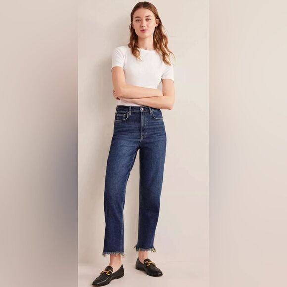 Boden High Rise Classic Slim Leg Jeans W/ Frayed Raw Hem Size W31 L28 EUC - Picture 1 of 12